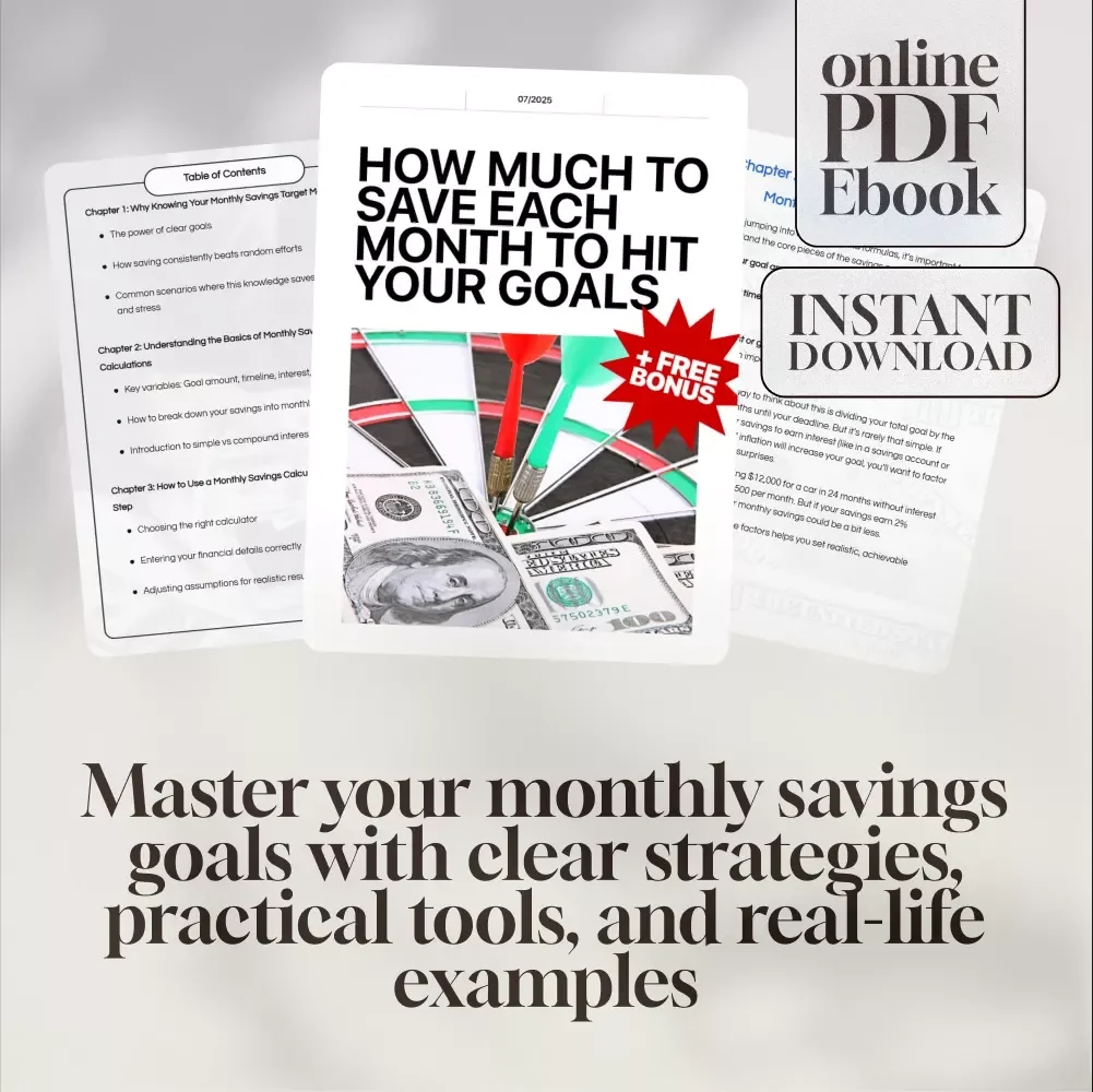 How Much to Save Each Month to Hit Your Goals | Monthly Savings Calculator Guide | Financial Planning eBook