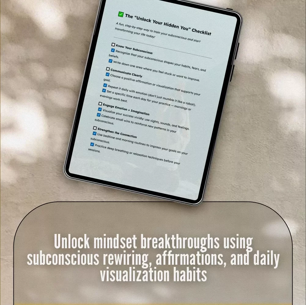 The “Unlock Your Hidden You” Checklist | Digital Download | Subconscious Mind Activation | Positive Affirmations & Visualization Guide