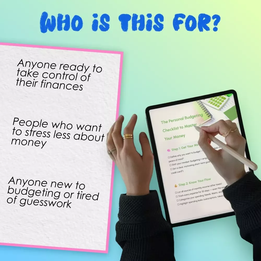 The Personal Budgeting Checklist to Master Your Money | How to Make a Personal Budget | Instant Digital Download