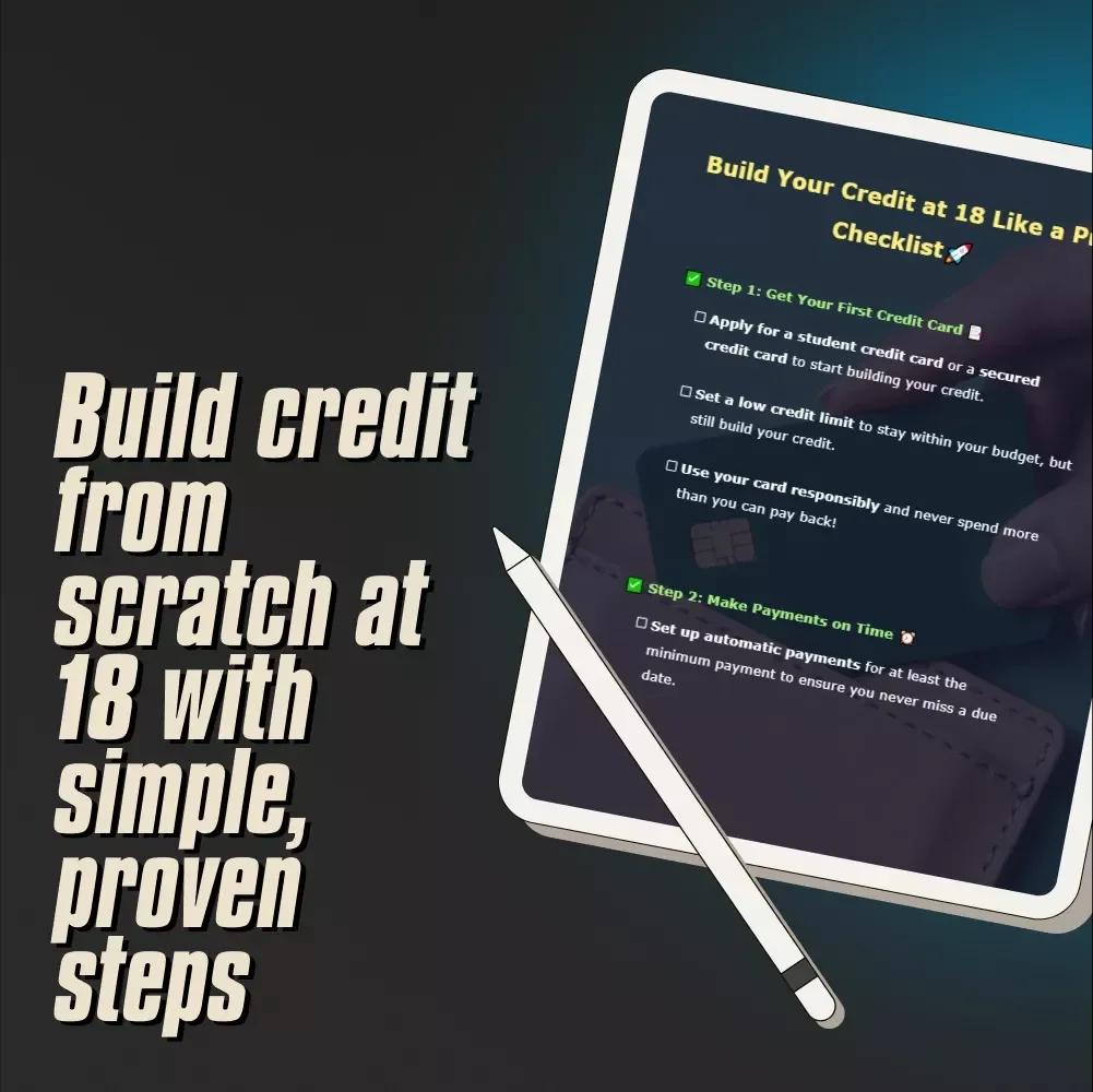 Build Your Credit at 18 Like a Pro Checklist | How to Start Credit at 18 | Credit Building Guide for Beginners | Teen Credit Starter Digital Download