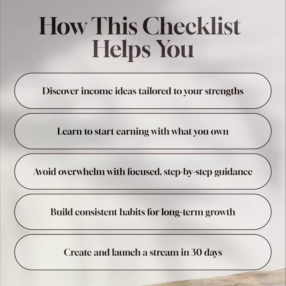 Your Ultimate Multiple Income Streams Kickstart Checklist | Digital Download for Millennials | Passive Income Printable PDF