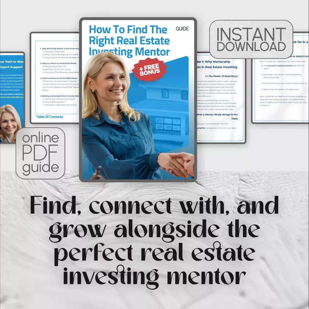 How to Find the Right Real Estate Investing Mentor | Real Estate Mentor Guide | Digital Download eBook for New Investors | How to Find a Mentor for Real Estate Investing