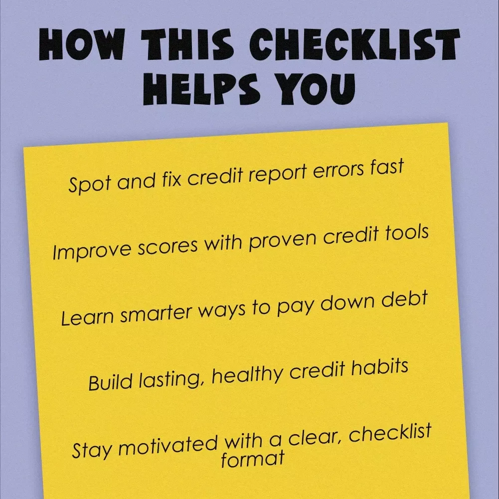 Credit Stronger Score Checklist | Rebuild Credit Fast | Printable Digital Download | Credit Repair Guide | Fix Your Credit Score Now