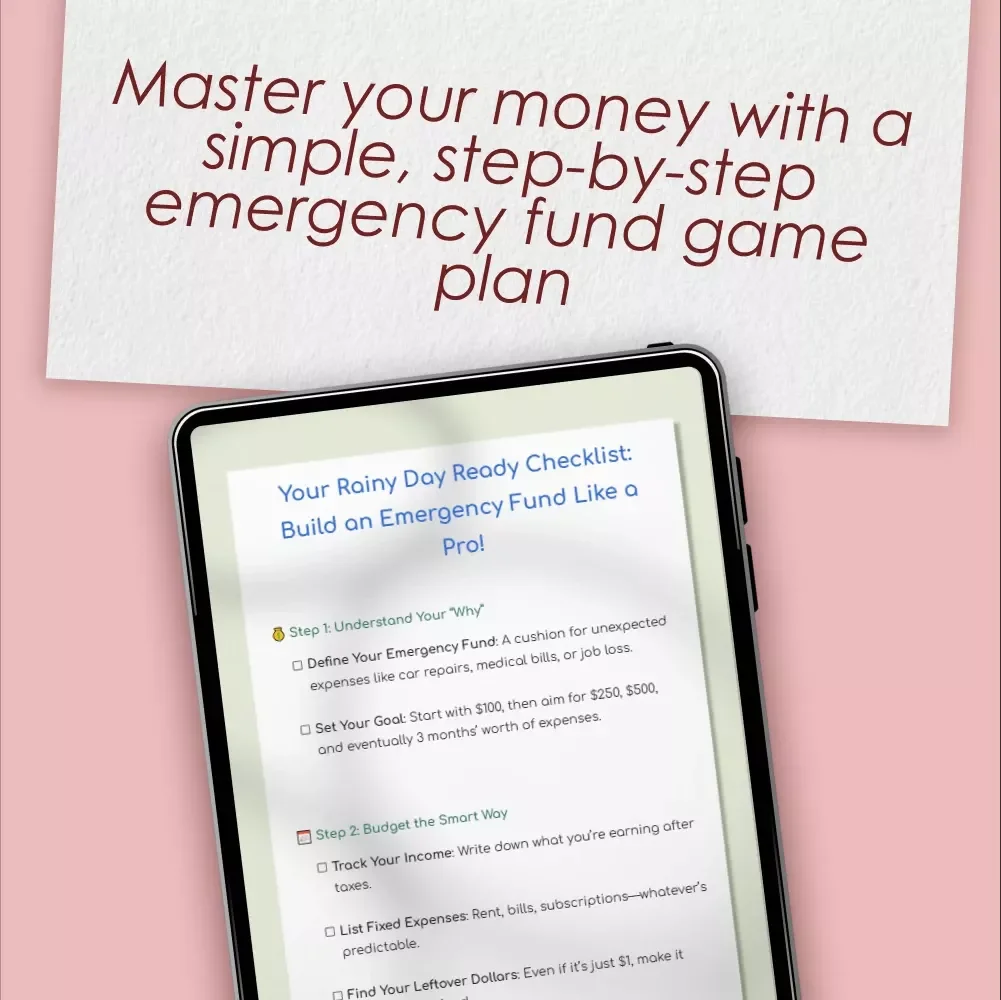 Your Rainy Day Ready Checklist: Build an Emergency Fund Like a Pro! | Emergency Fund for Low Income Budgeters, Printable & Digital Download