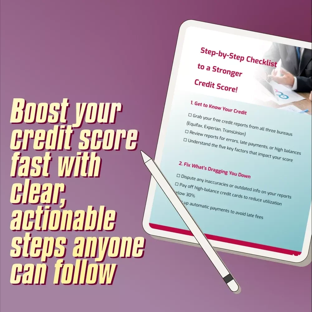 Step-by-Step Checklist to a Stronger Credit Score | Printable Credit Repair Guide | How Do You Raise Your Credit Score Checklist | Instant Download