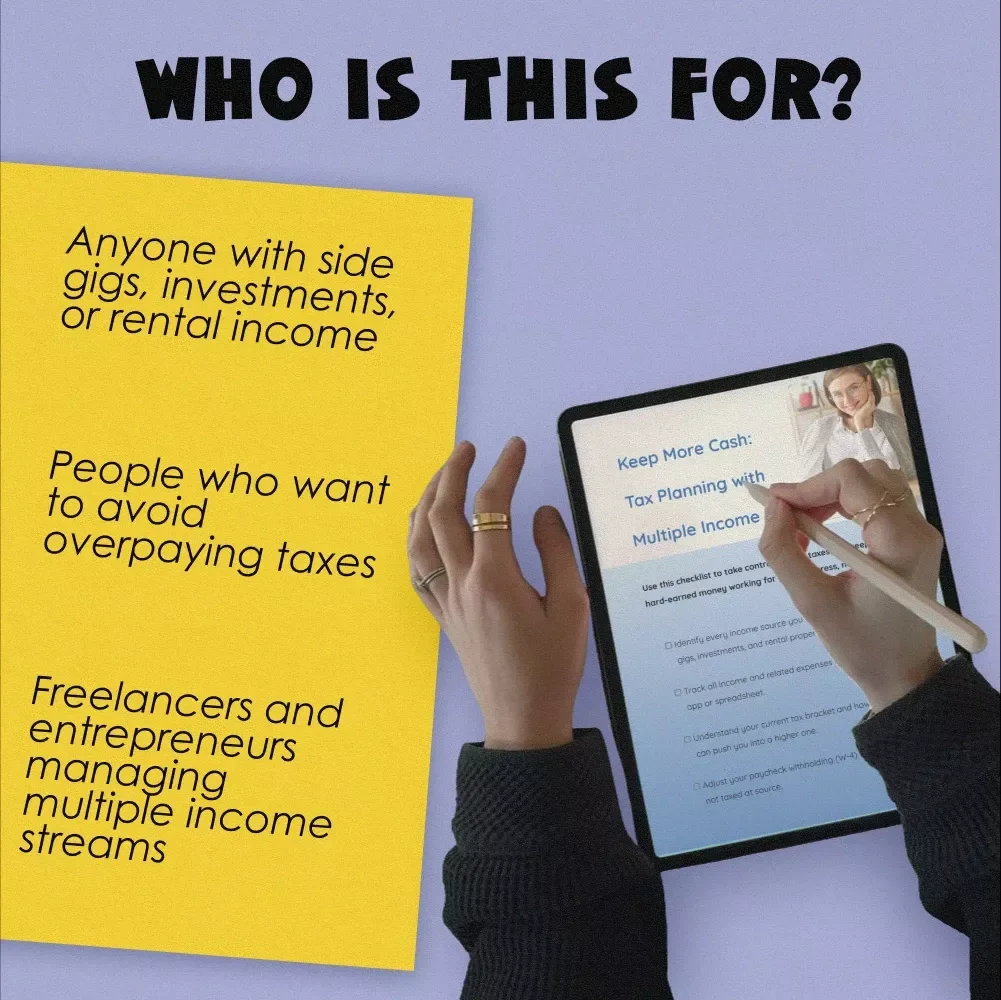 Keep More Cash: Tax Planning with Multiple Income Streams - Digital Checklist for Freelancers, Side Hustlers & Investors