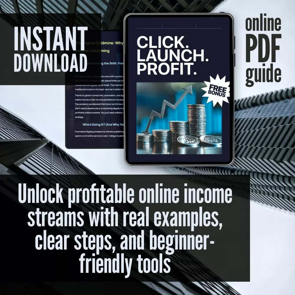 Click. Launch. Profit. | Online Business Income Streams Guide | Digital Download eBook for Passive Income, Affiliate Marketing, E-Commerce & Freelancing
