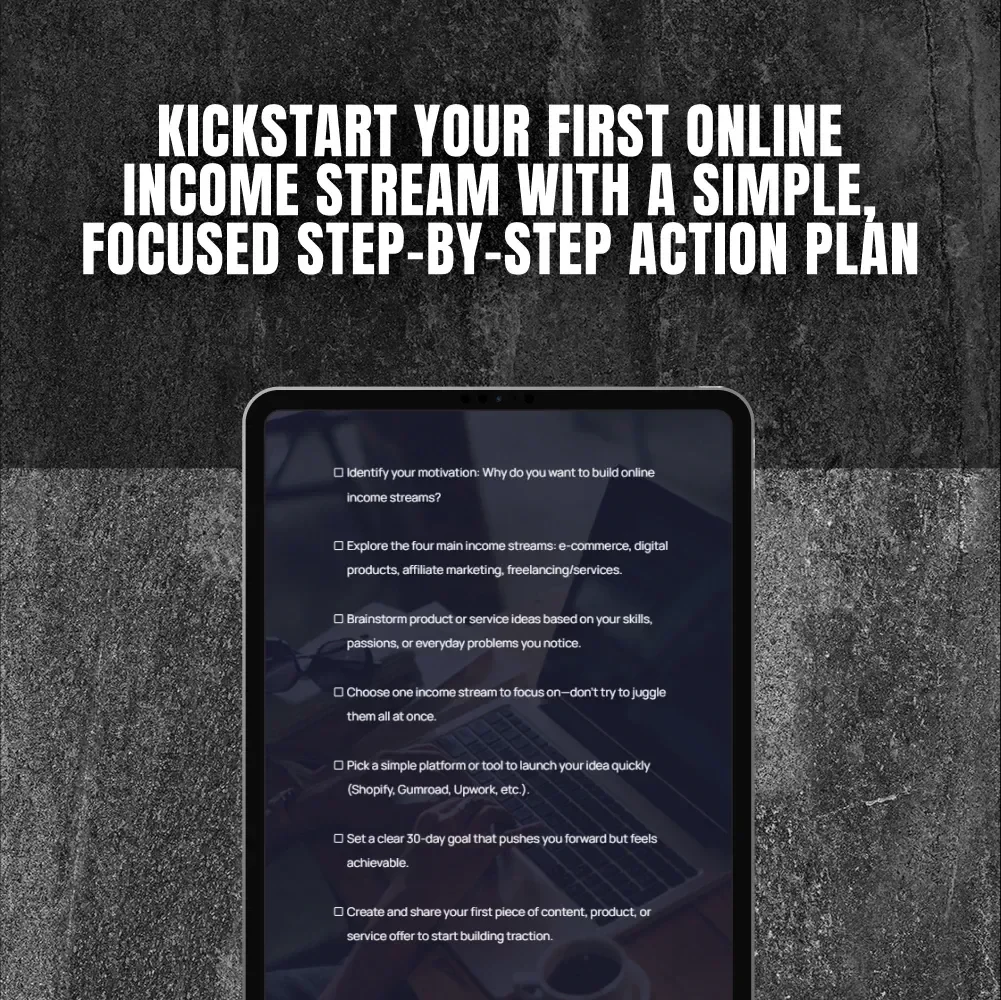 Your Online Income Kickstart Checklist | Beginner-Friendly Online Business Income Streams Guide | Printable & Digital Download
