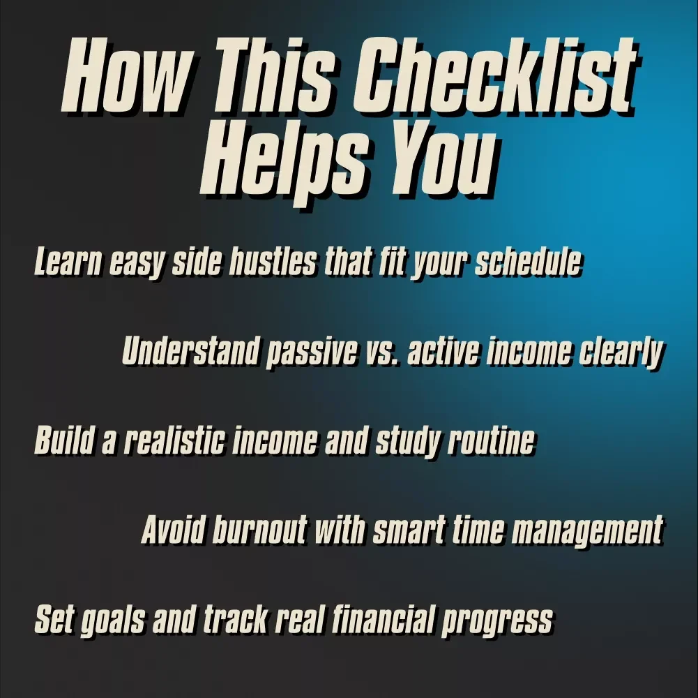 Your Ultimate College Income-Boosting Checklist | Passive & Active Income Ideas for College Students | Budget, Freelance & Side Hustle Tracker