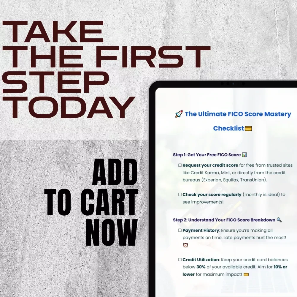 The Ultimate FICO Score Mastery Checklist | Credit Score Improvement Guide | How to Get My FICO Score for Free | Digital Download