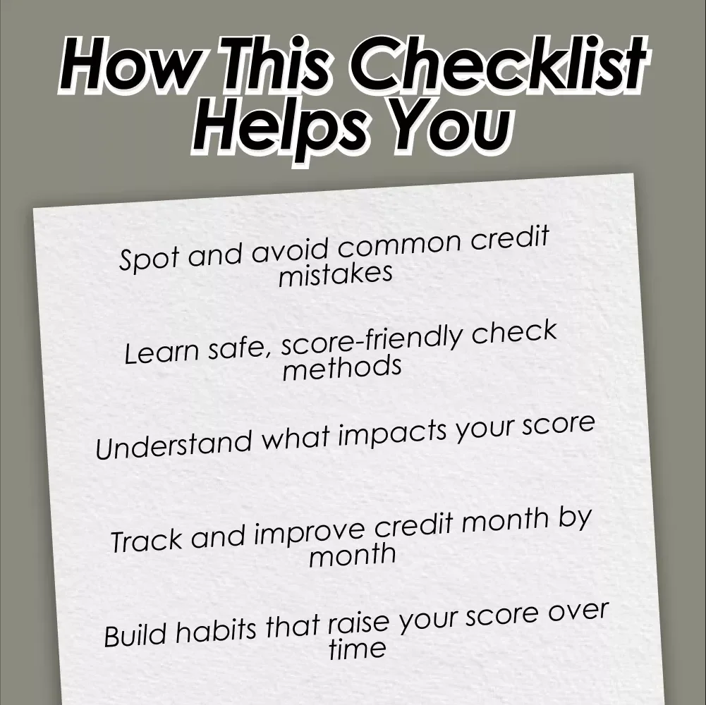 The “Score-Smart” Credit Checklist | Digital Download Guide for How to Check Credit Score Without Affecting It | Credit Health, Soft Inquiries & Credit Tips