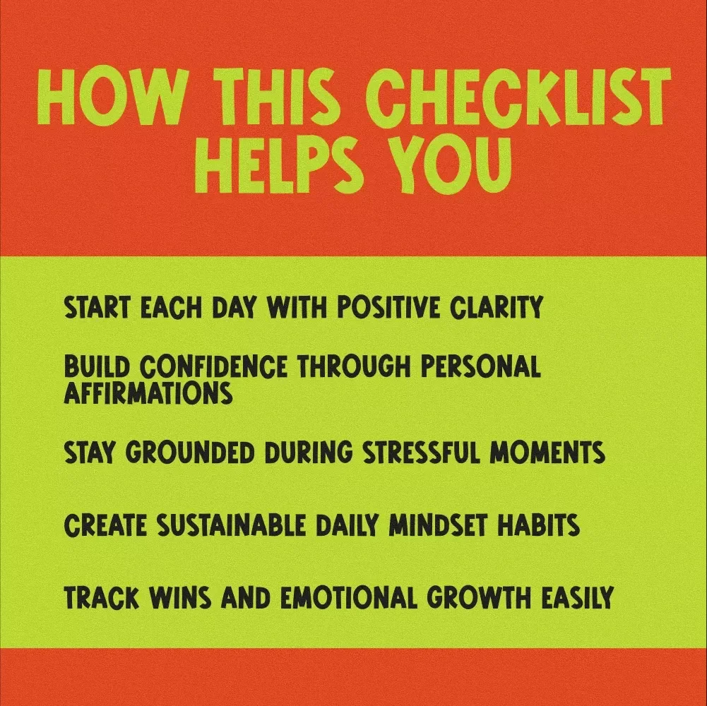 Your Daily Mindset Boost Checklist – 20 Daily Affirmations for Self Care & Positive Thinking, Digital Download, Morning Routine PDF, Affirmation Guide