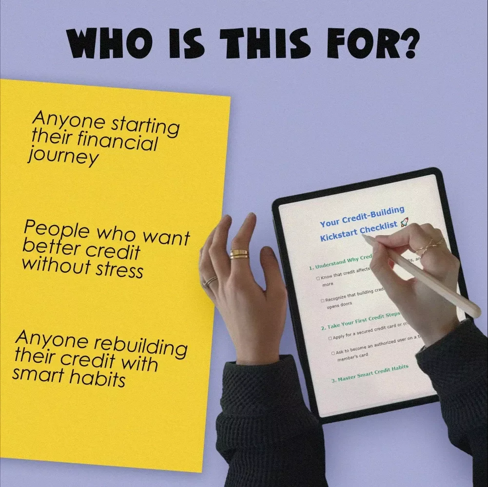 Your Credit-Building Kickstart Checklist | How to Build Credit with No Credit | Beginner-Friendly Credit Checklist Download