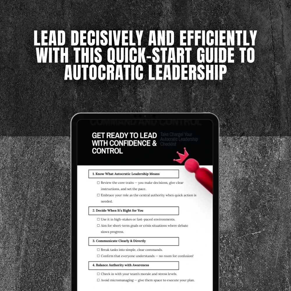 Take Charge! Your Autocratic Leadership Checklist | Digital Download Guide for Effective Autocratic Leadership Style | Printable Leadership Resource