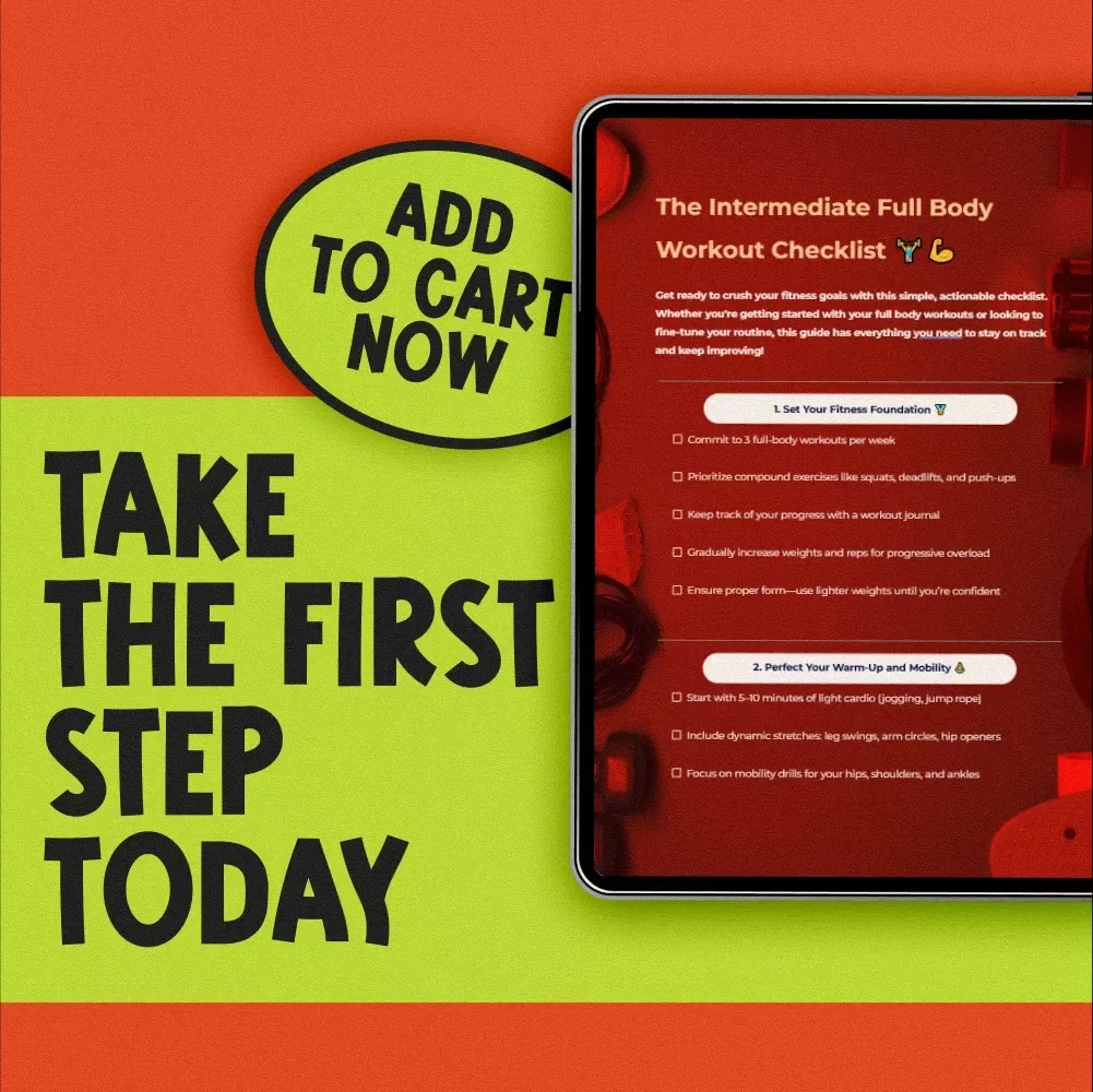 The Intermediate Full Body Workout Checklist | Digital Fitness Guide | Full Body Workout Plan for Intermediate Level | Printable PDF Checklist