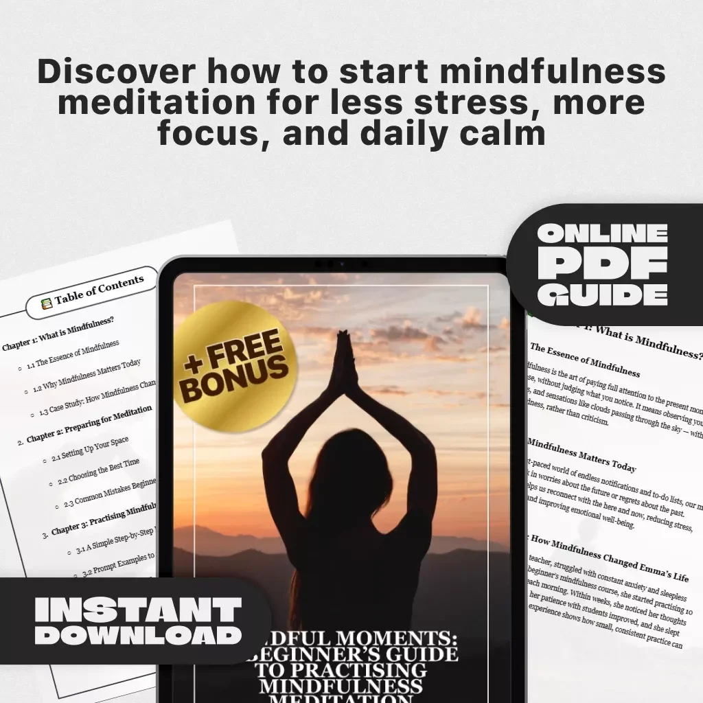 Mindful Moments: A Beginner’s Guide to Practising Mindfulness Meditation | Digital Guide on How to Practise Mindfulness Meditation