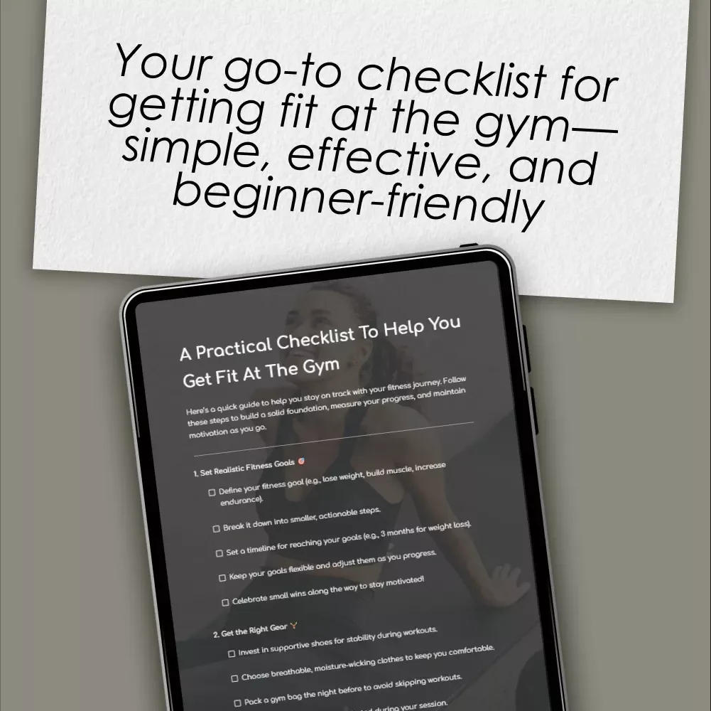 A Practical Checklist To Help You Get Fit At The Gym | Simple Gym Routine Guide for Beginners | Printable Fitness Tracker & Wellness Planner
