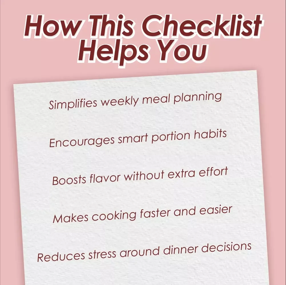 A Practical Checklist For Healthy Dinners And Wellness – Printable Meal Planning Guide for a Healthy Dinner for Diet Success, Easy Weekly Wellness, Portion Control & Meal Prep