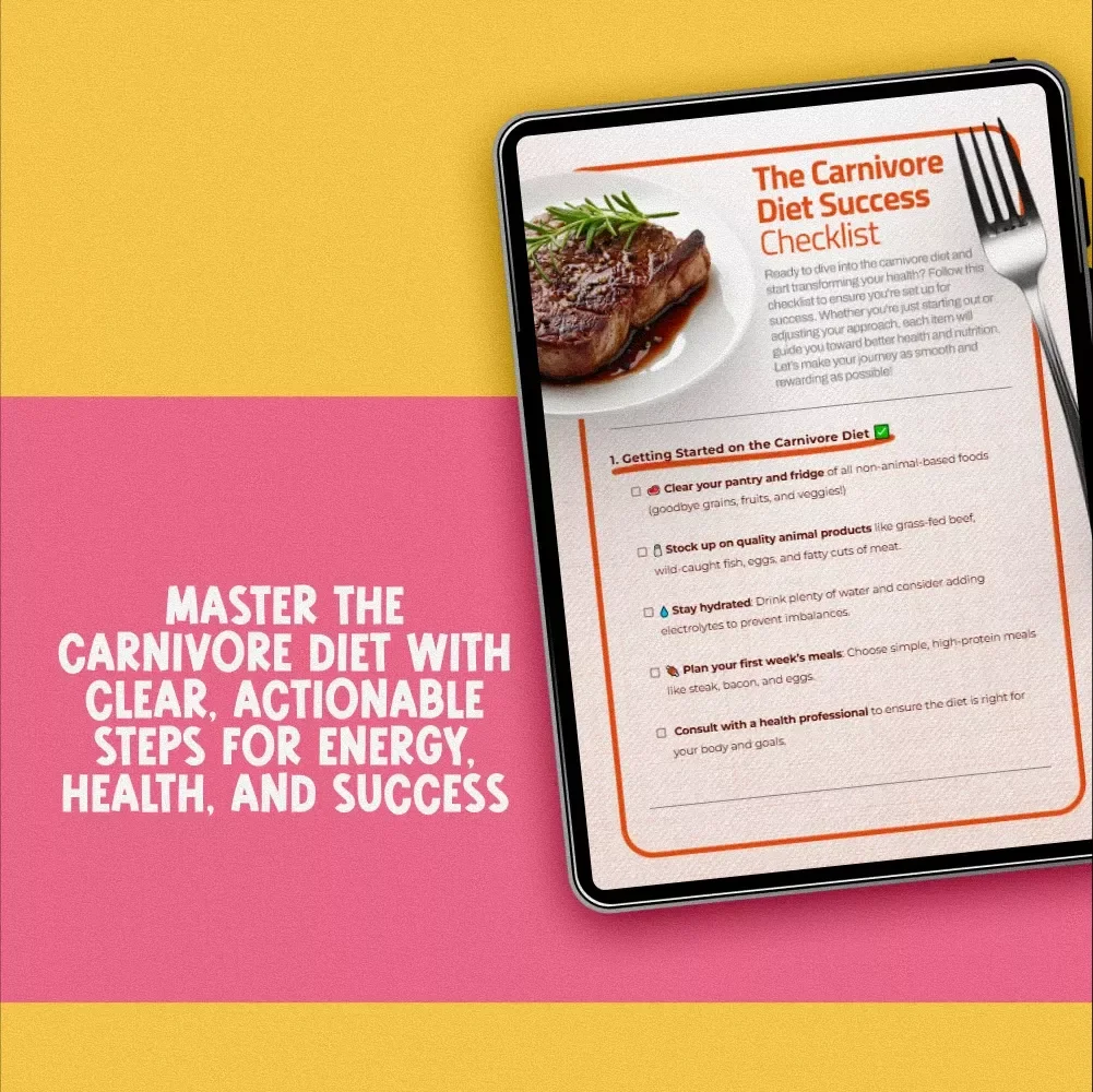 The Carnivore Diet Success Checklist – Printable Digital Guide to Starting Carnivore | How Healthy is the Carnivore Diet + Transition Tips & Progress Tracker