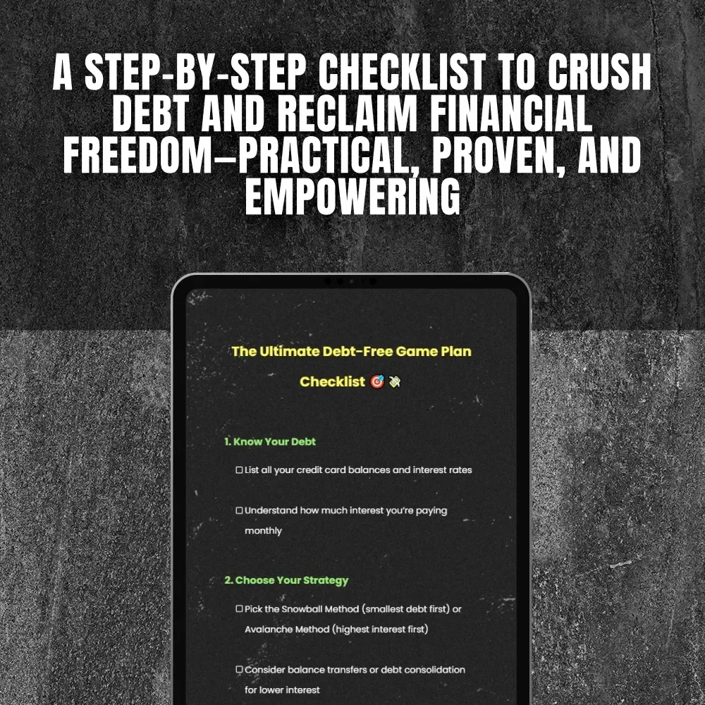 The Ultimate Debt-Free Game Plan Checklist | Pay Off Credit Card Debt | Printable Financial Planner PDF