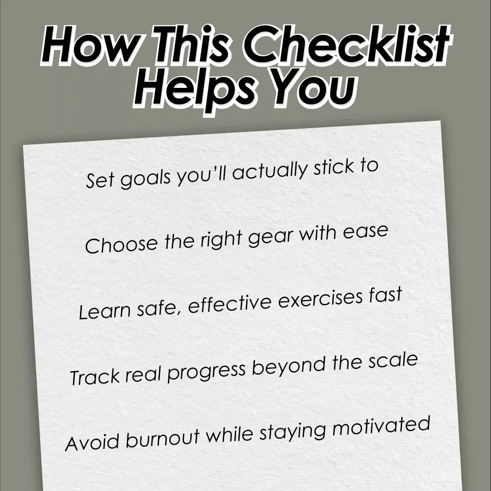 A Practical Checklist To Help You Get Fit At The Gym | Simple Gym Routine Guide for Beginners | Printable Fitness Tracker & Wellness Planner
