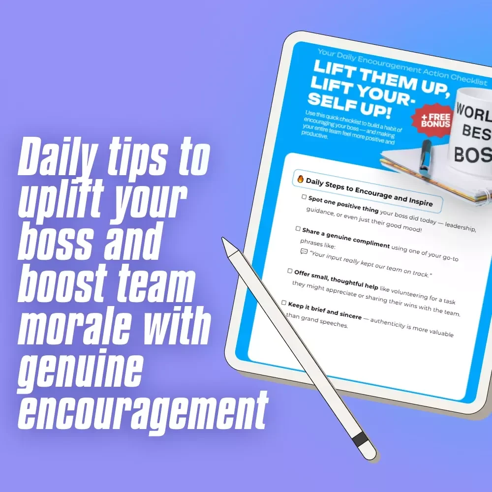 Your Daily Encouragement Action Checklist | Digital Download | How to Encourage Your Boss | Daily Positive Workplace Energy
