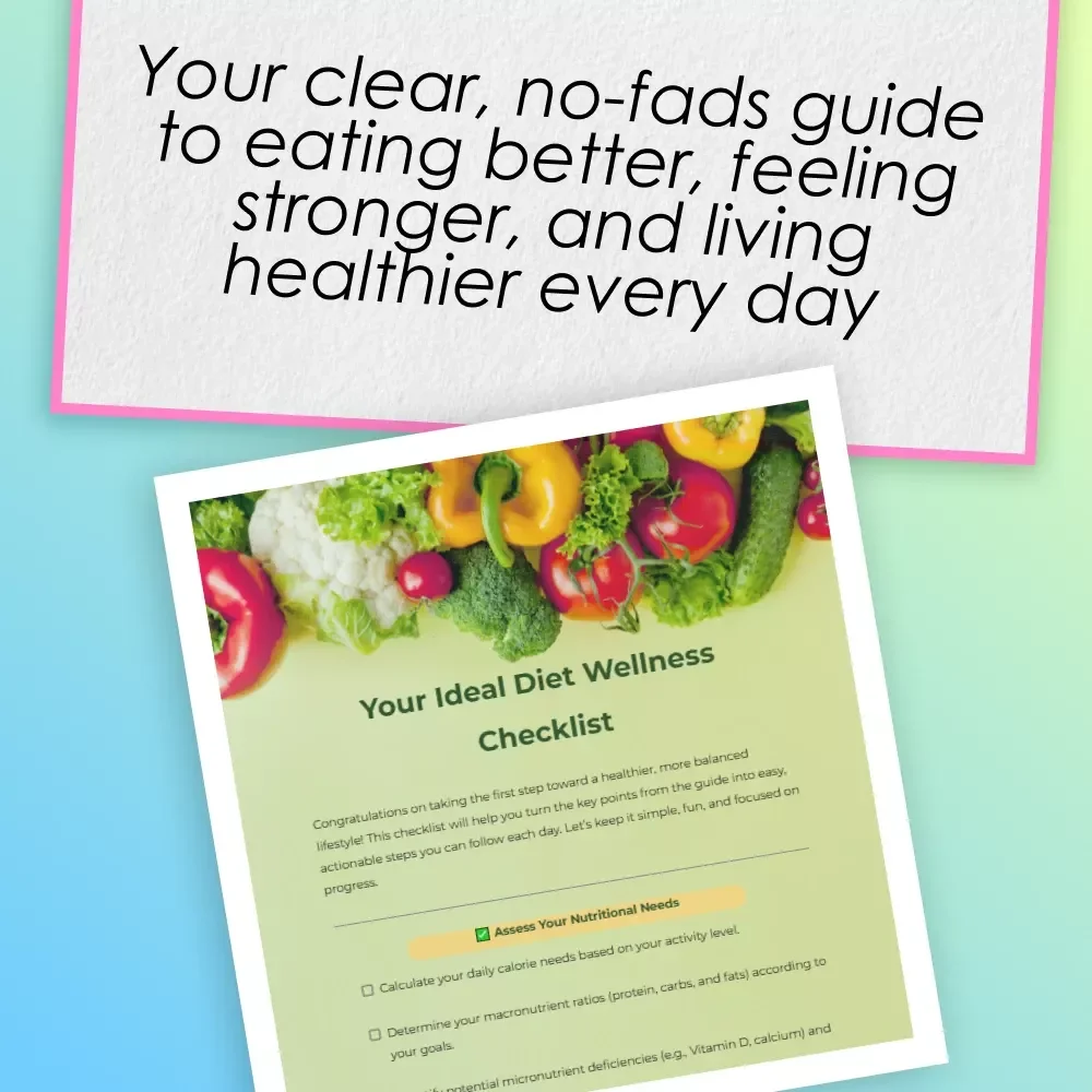 Your Ideal Diet Wellness Checklist | Digital Nutrition Guide for Healthy Eating, Meal Planning & Mindful Habits