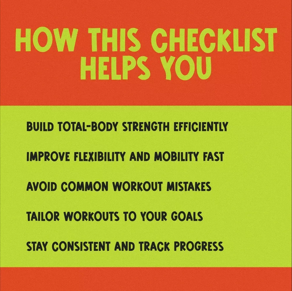 The Intermediate Full Body Workout Checklist | Digital Fitness Guide | Full Body Workout Plan for Intermediate Level | Printable PDF Checklist