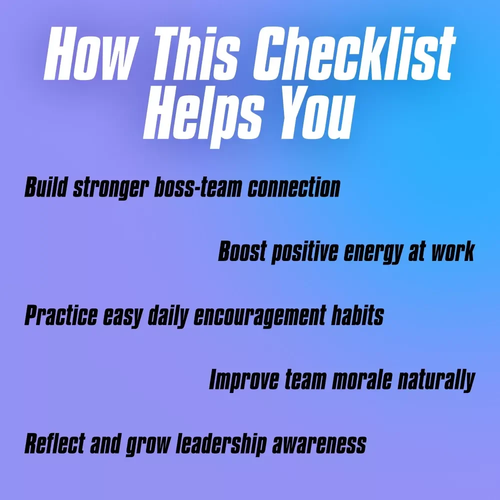 Your Daily Encouragement Action Checklist | Digital Download | How to Encourage Your Boss | Daily Positive Workplace Energy