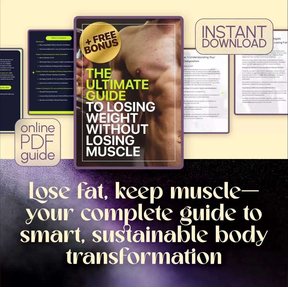 The Ultimate Guide to Losing Weight Without Losing Muscle | How to Lose Weight but Keep Muscle | Digital Download eBook for Fitness & Health Goals