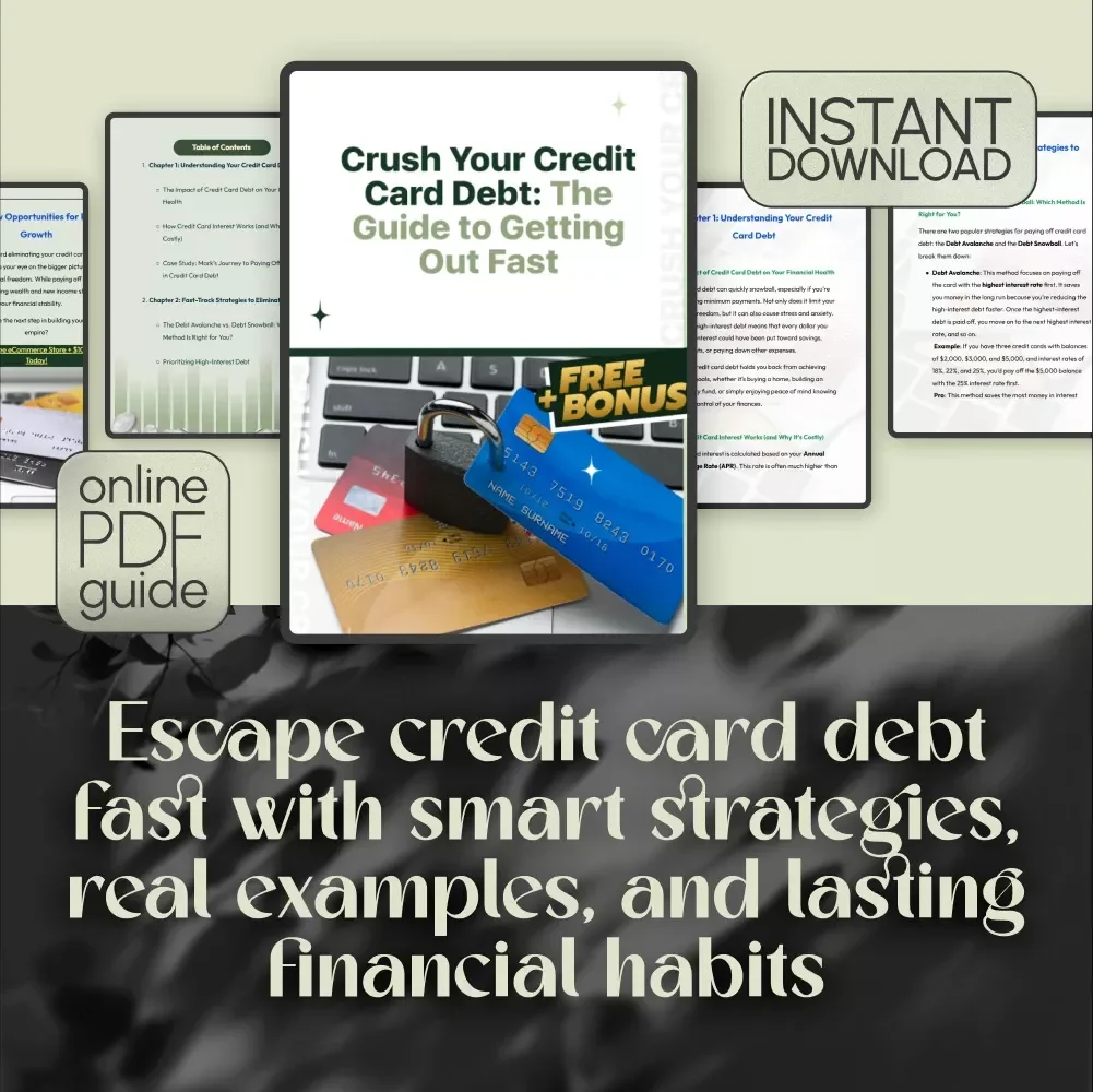 Crush Your Credit Card Debt: The Guide to Getting Out Fast | Digital Guide for How to Get Out of CC Debt Fast, Personal Finance eBook, Debt Payoff Checklist