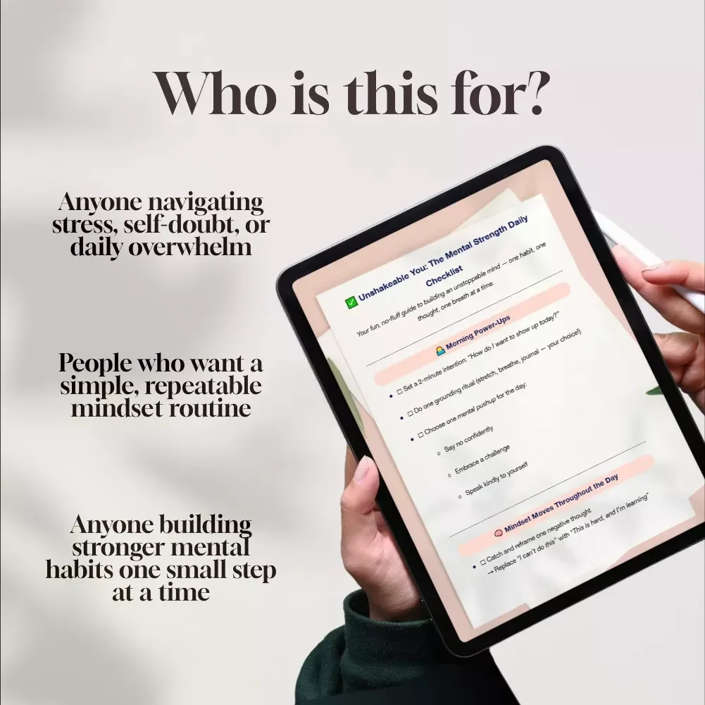 Unshakeable You: The Mental Strength Daily Checklist | Digital Download for How to Develop Mental Strength | Printable Checklist for Mental Toughness & Emotional Resilience