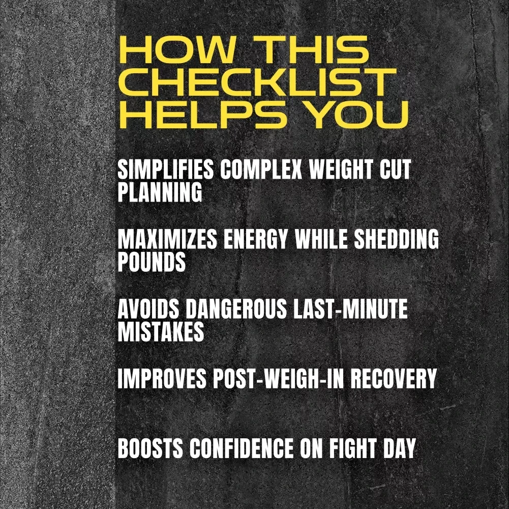 Your Fight-Ready Weight Cut Checklist | Digital Download for Fighters | How to Cut Weight for a Fight Guide