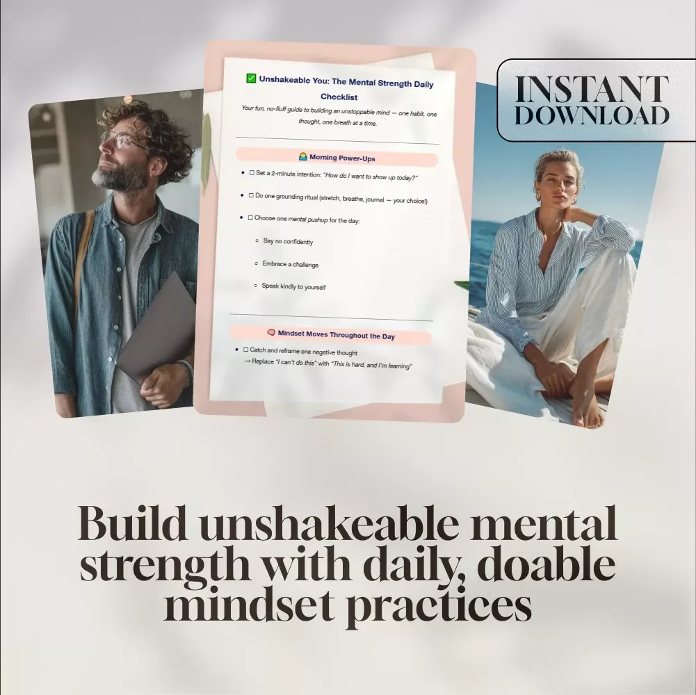 Unshakeable You: The Mental Strength Daily Checklist | Digital Download for How to Develop Mental Strength | Printable Checklist for Mental Toughness & Emotional Resilience
