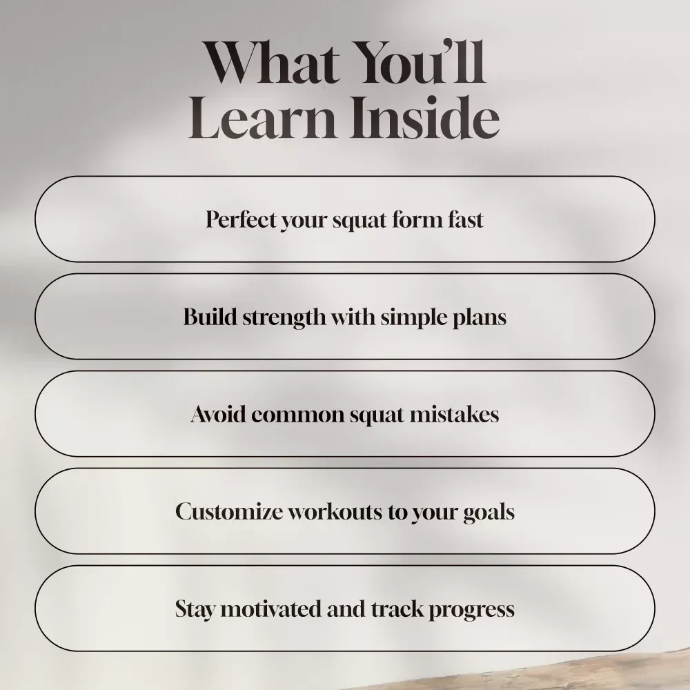 Your Guide to Mastering the Perfect Squat Workout Routine | Squat Workout Routine Digital Guide for Fitness, Strength Training & Fat Loss
