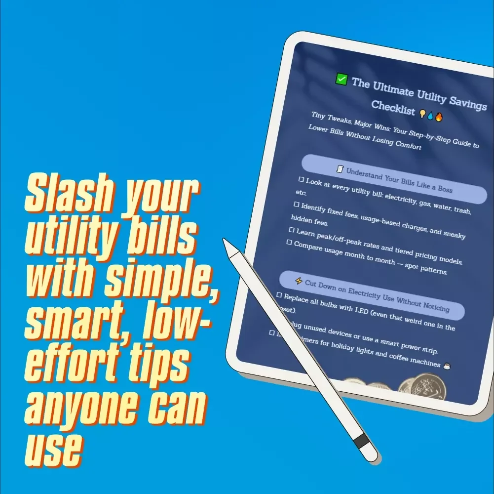 The Ultimate Utility Savings Checklist | Digital Download to Learn How to Save Money on Utilities | Energy + Water + Heating Savings Guide