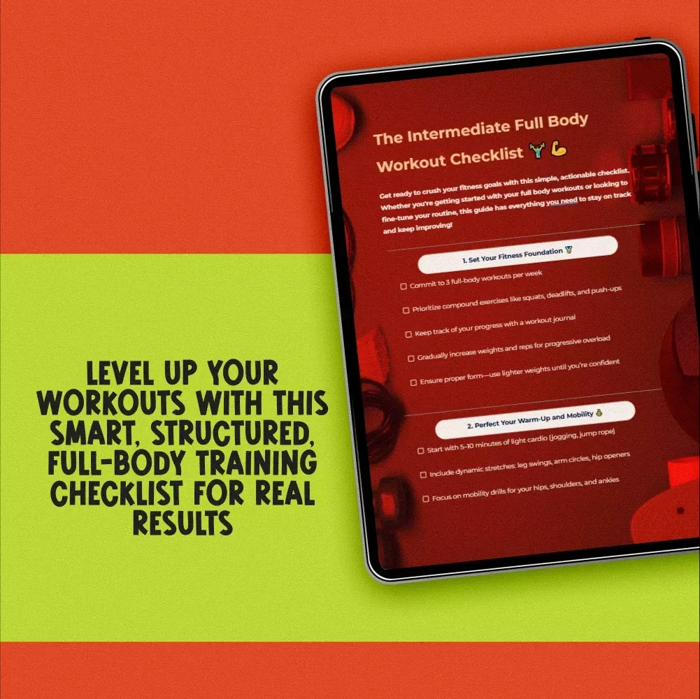 The Intermediate Full Body Workout Checklist | Digital Fitness Guide | Full Body Workout Plan for Intermediate Level | Printable PDF Checklist