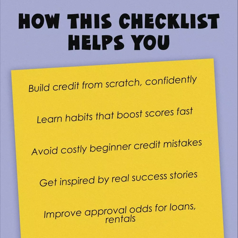Your Credit-Building Kickstart Checklist | How to Build Credit with No Credit | Beginner-Friendly Credit Checklist Download
