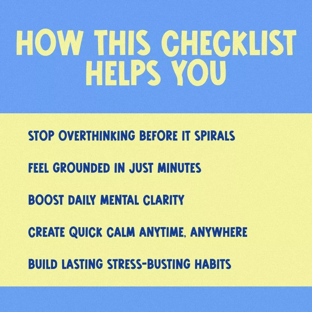 The Overthinking Detox Checklist: 10 Quick Wins for a Calm, Clear Mind | Mental Clarity Digital Download | How to Calm Your Mind from Overthinking