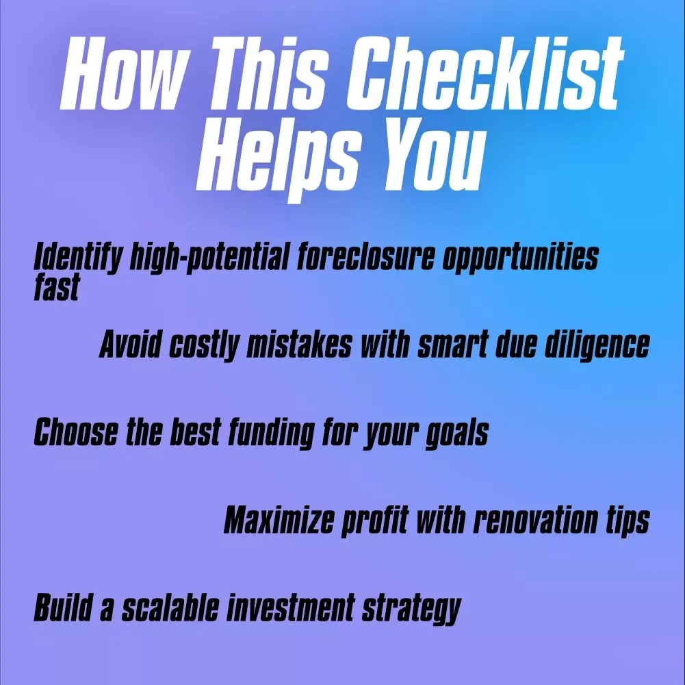 The Foreclosure Investor’s Action Plan Checklist | How to Invest in Foreclosed Properties eBook PDF
