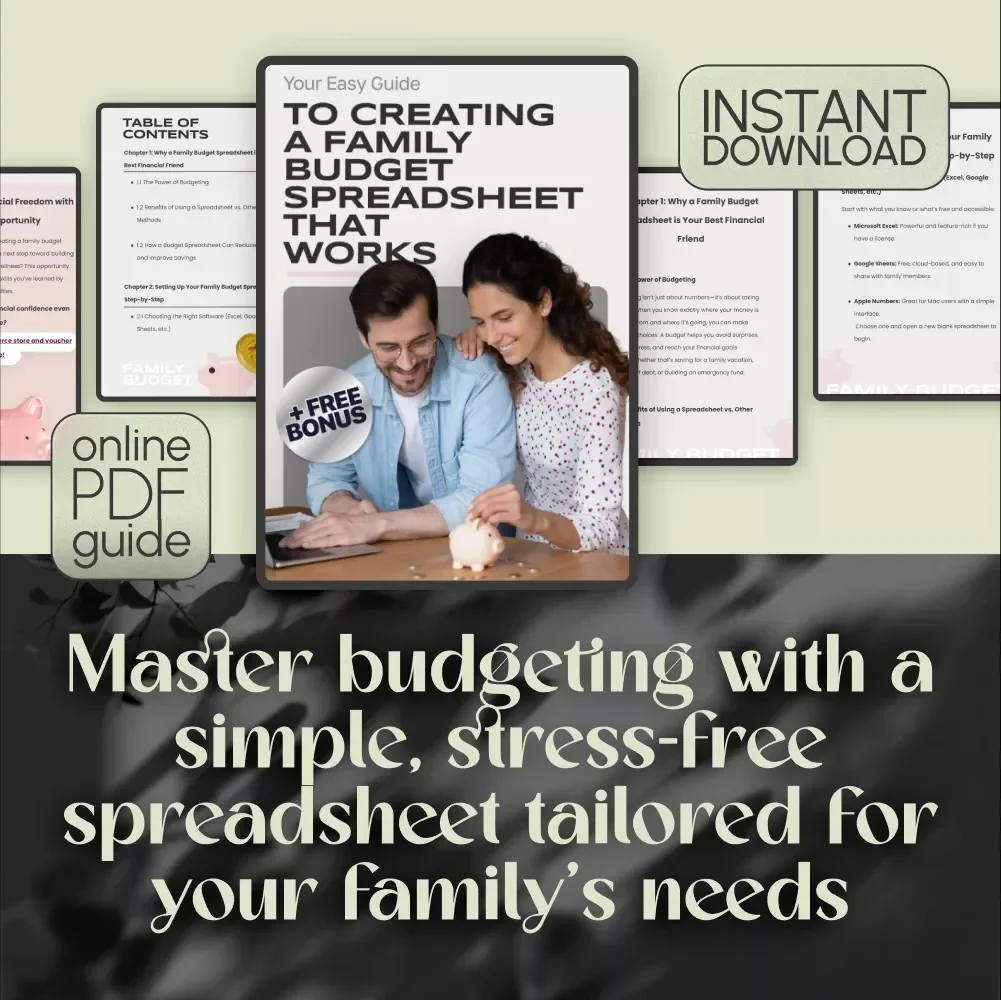 Your Easy Guide to Creating a Family Budget Spreadsheet That Works | Budgeting eBook, Digital Download, Financial Planning Guide
