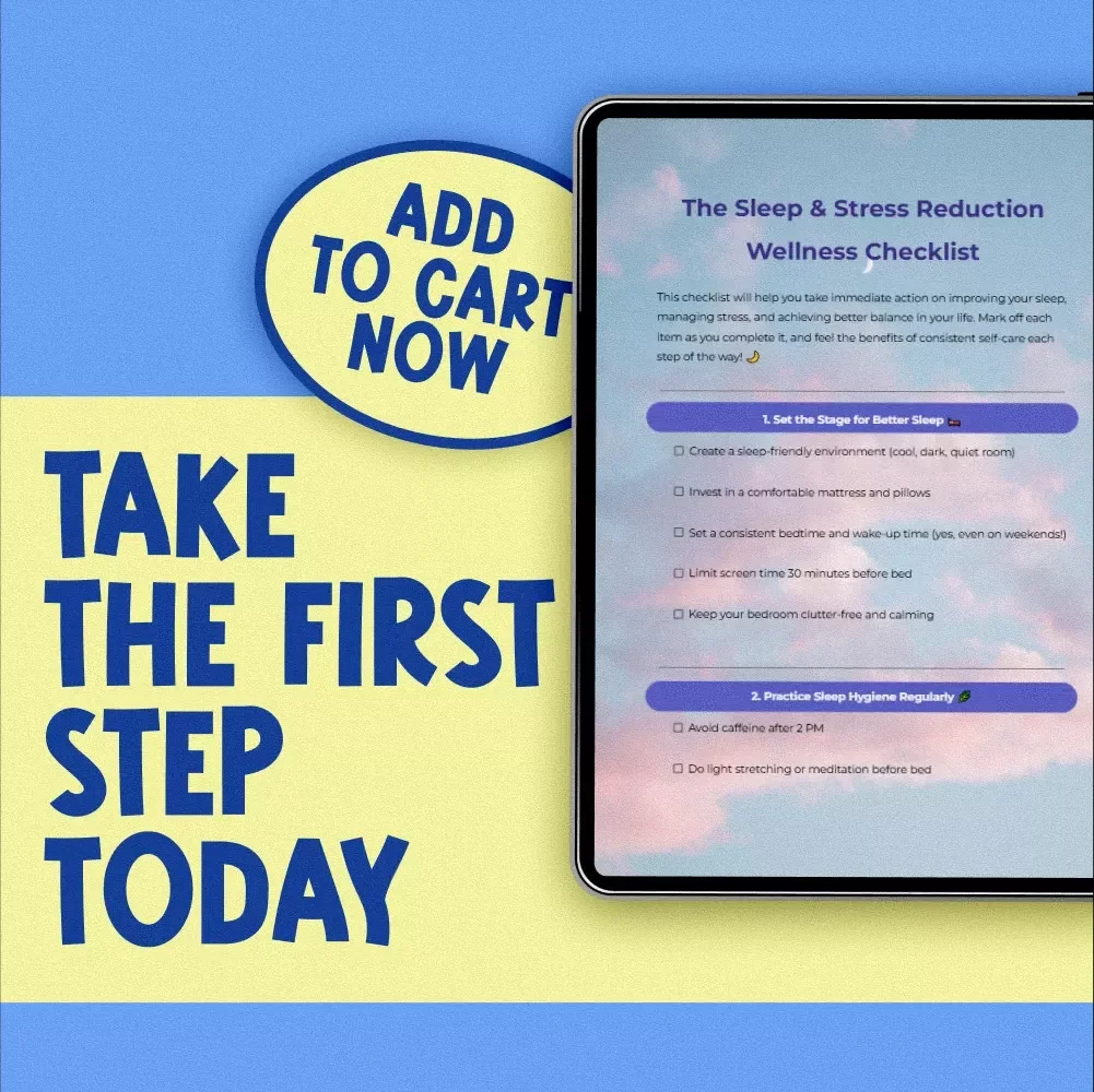 The Sleep & Stress Reduction Wellness Checklist | Digital Wellness Guide for Better Sleep & Less Stress | Self-Care Checklist Printable for Anxiety Relief