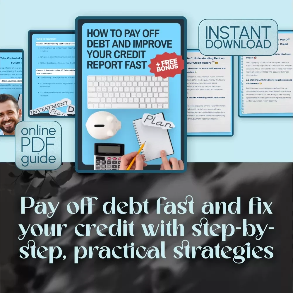 How to Pay Off Debt and Improve Your Credit Report Fast | Guide to Fixing Debt on Credit Report | Digital Download PDF