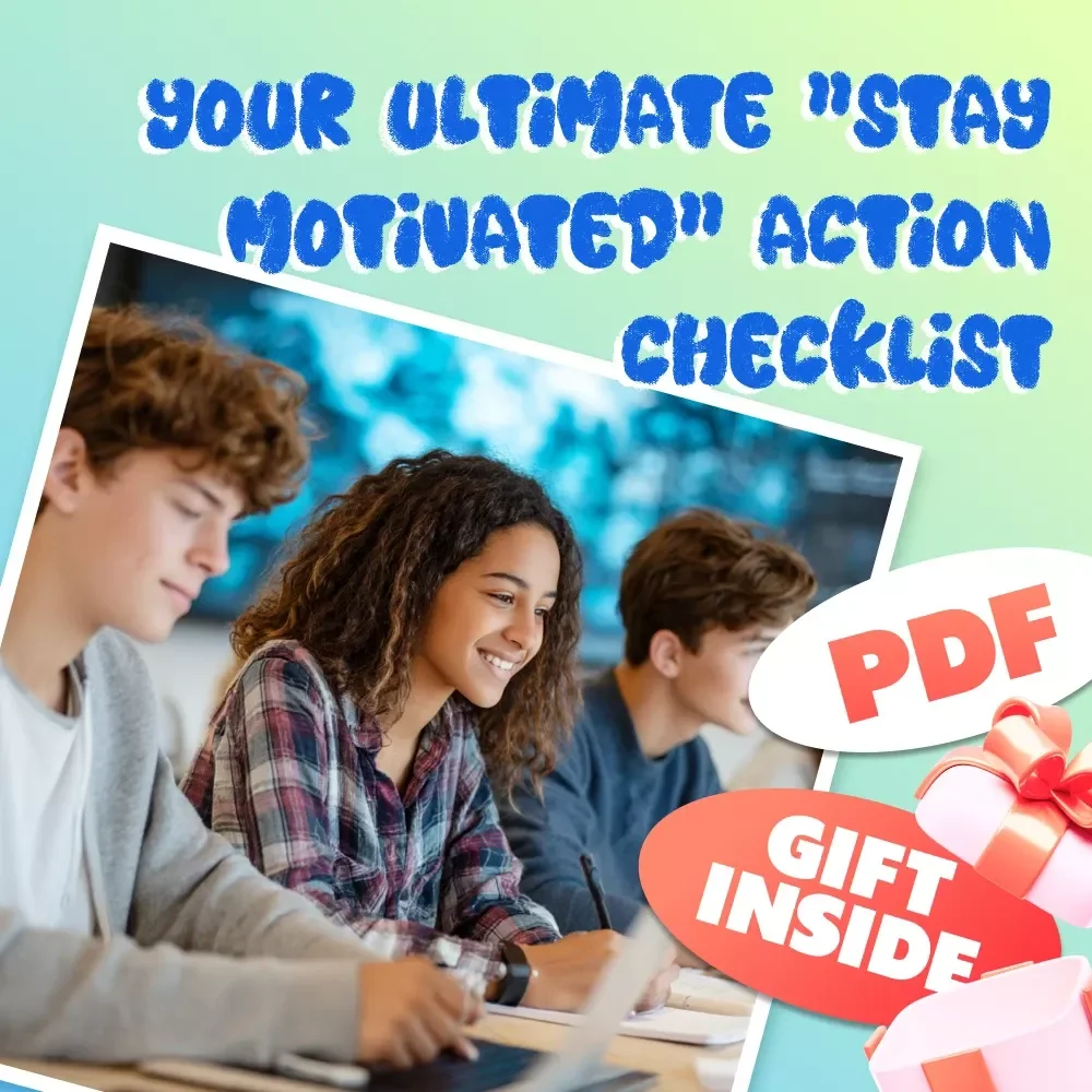 Your Ultimate “Stay Motivated” Action Checklist | Study Motivation Guide | How Can I Motivate Myself to Study | Printable Student Motivation Tool