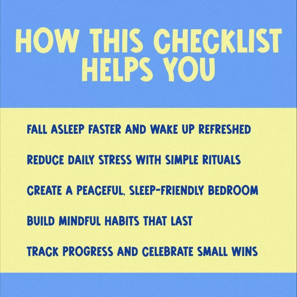 The Sleep & Stress Reduction Wellness Checklist | Digital Wellness Guide for Better Sleep & Less Stress | Self-Care Checklist Printable for Anxiety Relief