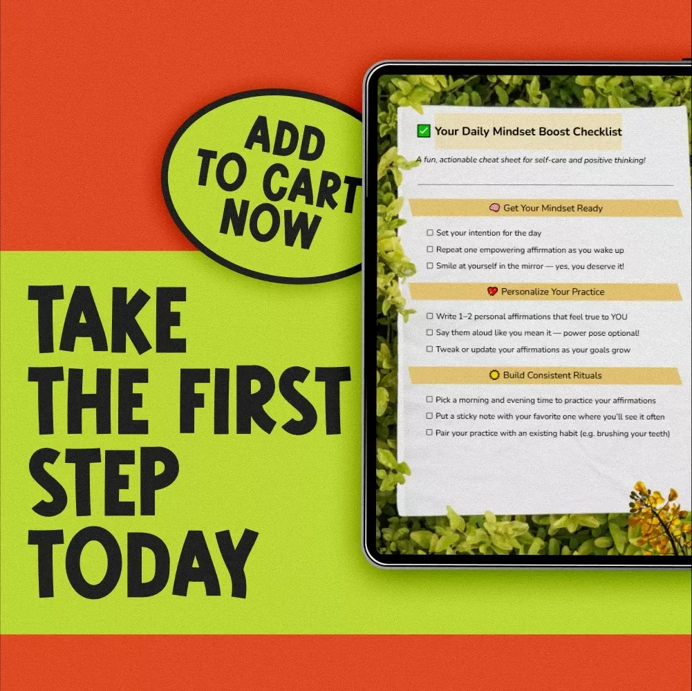Your Daily Mindset Boost Checklist – 20 Daily Affirmations for Self Care & Positive Thinking, Digital Download, Morning Routine PDF, Affirmation Guide