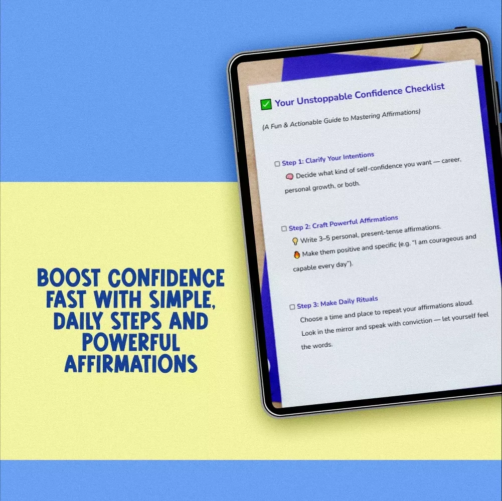 Your Unstoppable Confidence Checklist – Self Confidence Affirmation Guide Inspired by Think and Grow Rich | Digital Download PDF
