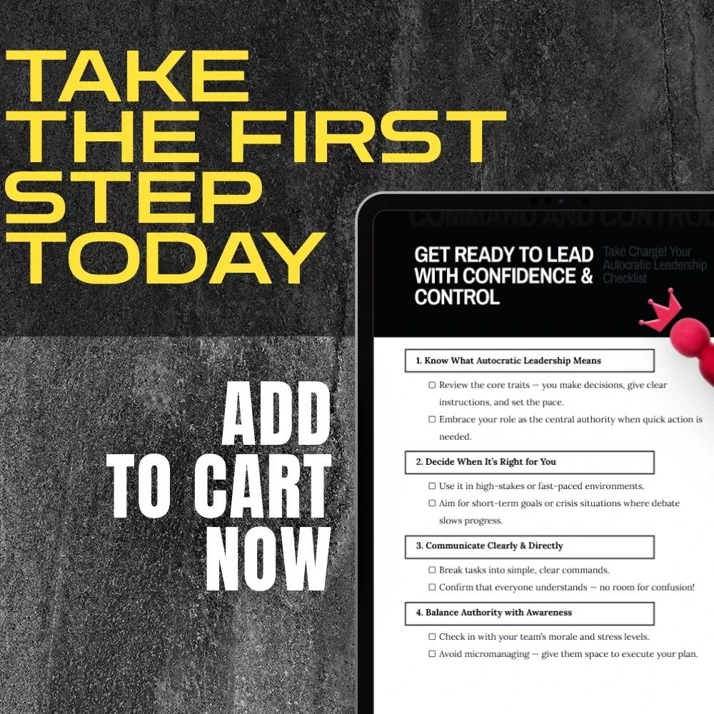 Take Charge! Your Autocratic Leadership Checklist | Digital Download Guide for Effective Autocratic Leadership Style | Printable Leadership Resource