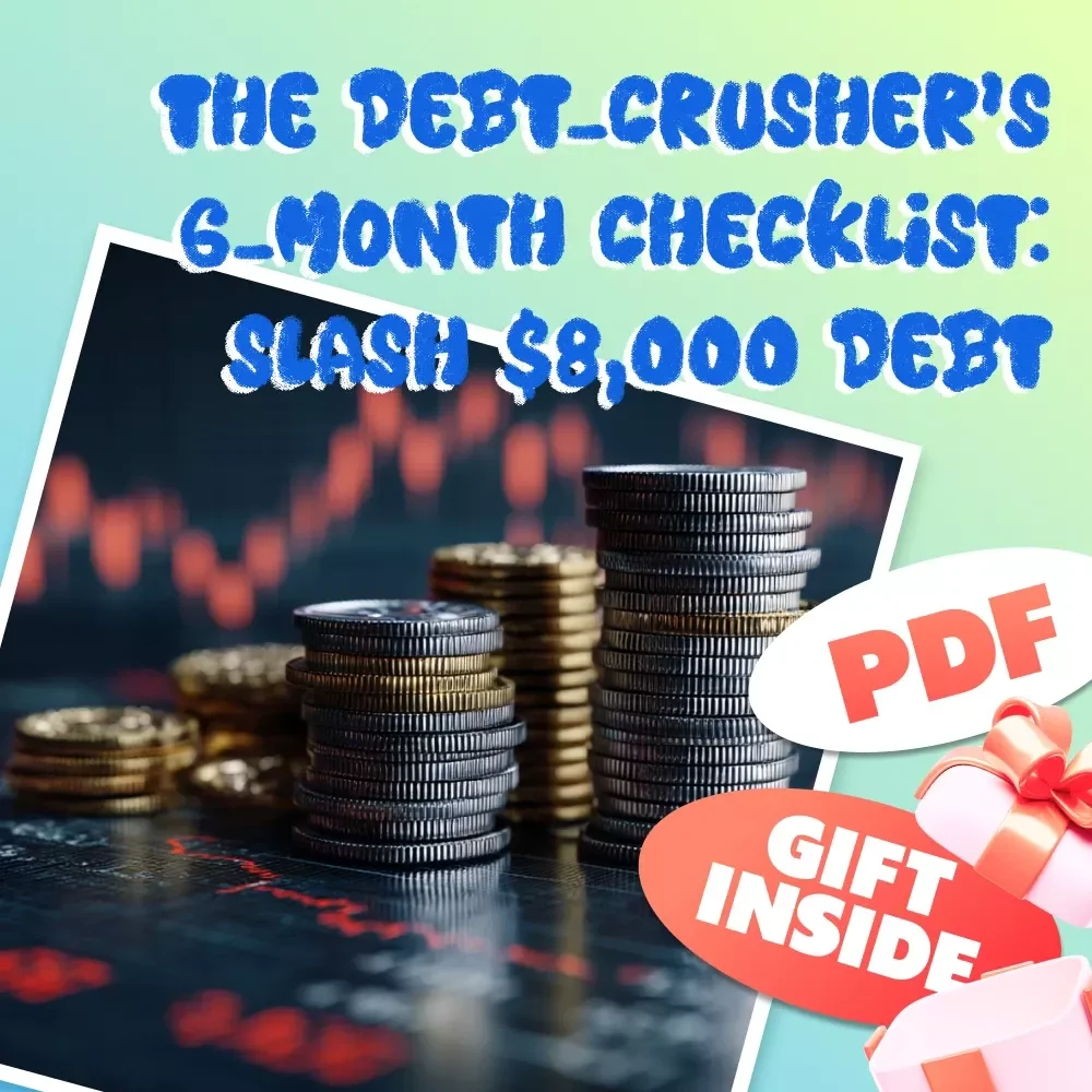 The Debt-Crusher’s 6-Month Checklist: Slash $8,000 Debt | Printable PDF | How to Pay Off $8000 Debt in 6 Months | Budget Planner & Debt Tracker