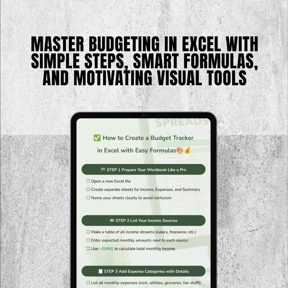 How to Create a Budget Tracker in Excel with Easy Formulas | Checklist for Beginners | Digital Download
